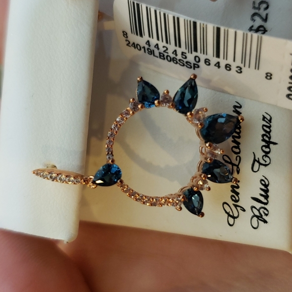 Genuine London Blue Topaz Earrings - Picture 3 of 8